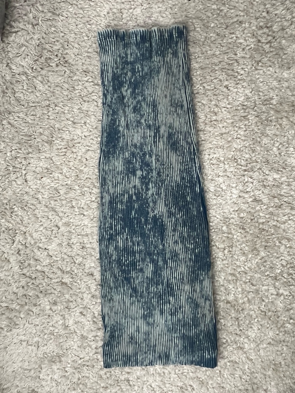 Zara Ribbed Tie-Dye Knit Tube Skirt in Blue small